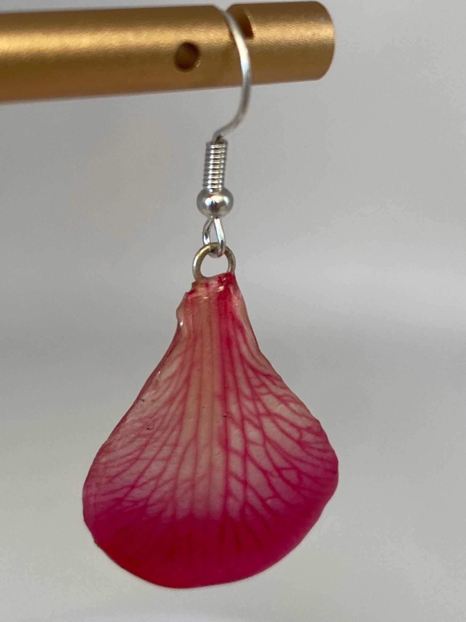 Handcrafted Real Orchid Petal Earrings – Vibrant Purple & Blue Resin