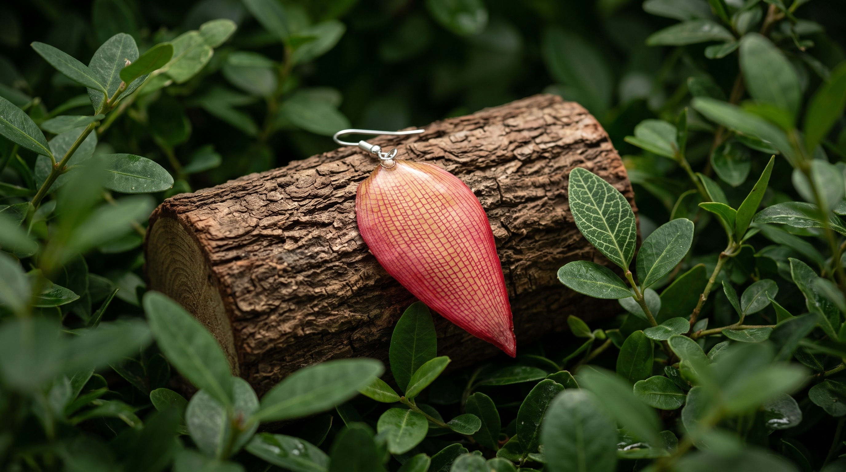 Real Flower Petal Earrings – Coral Pink & Amber Orange Teardrop Dangle