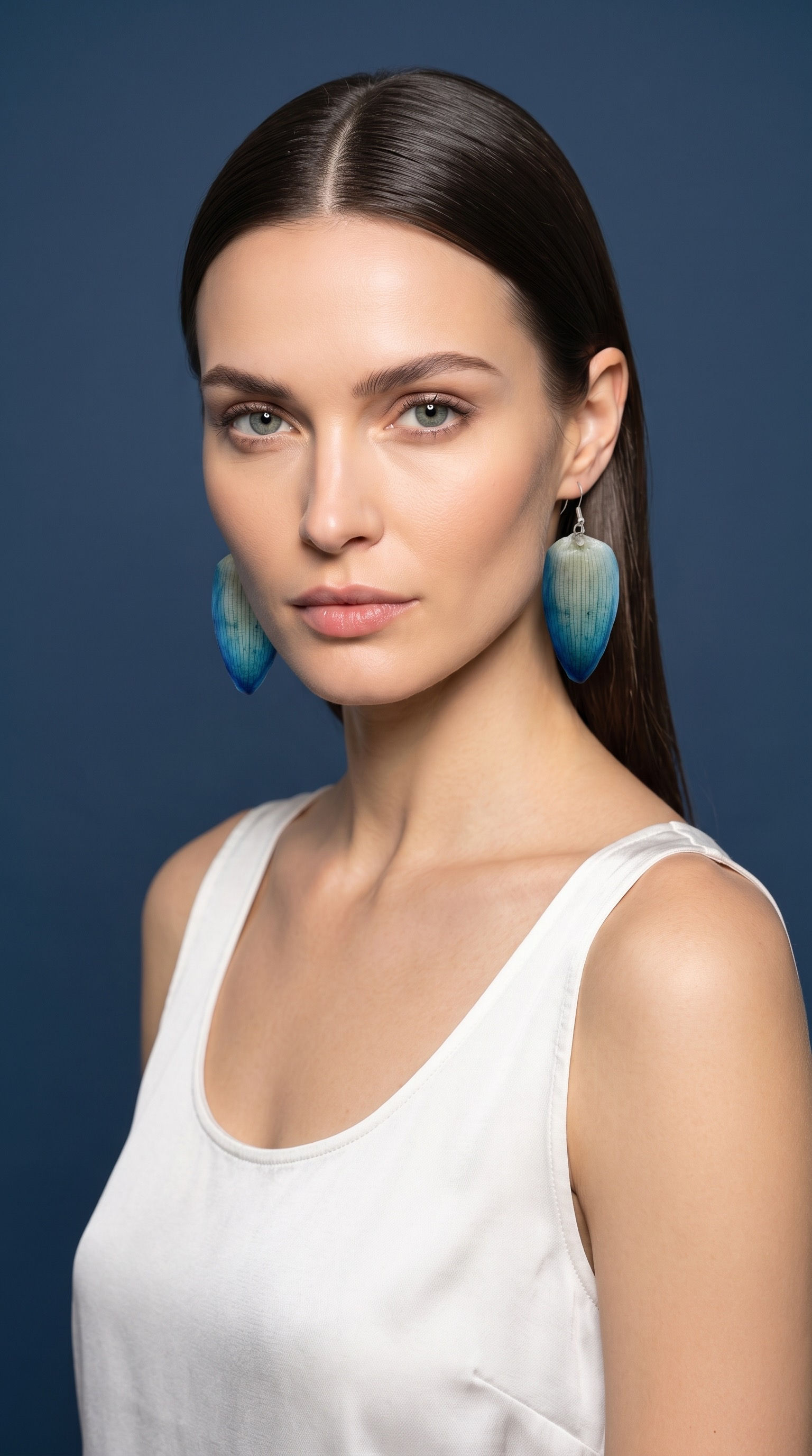 Handcrafted Real Orchid Petal Earrings – Vibrant Purple & Blue Resin