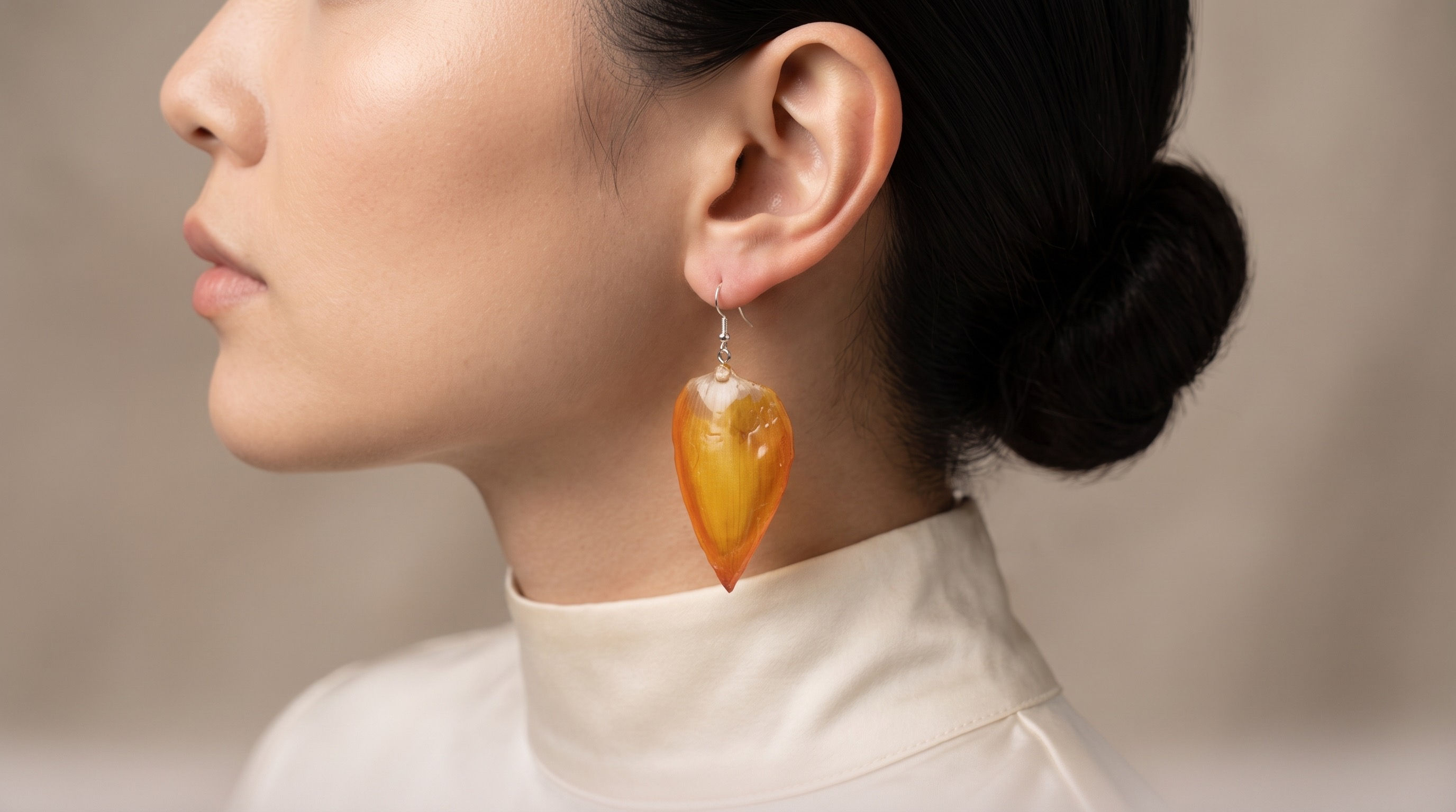 Handcrafted Real Orchid Petal Earrings – Vibrant Purple & Blue Resin