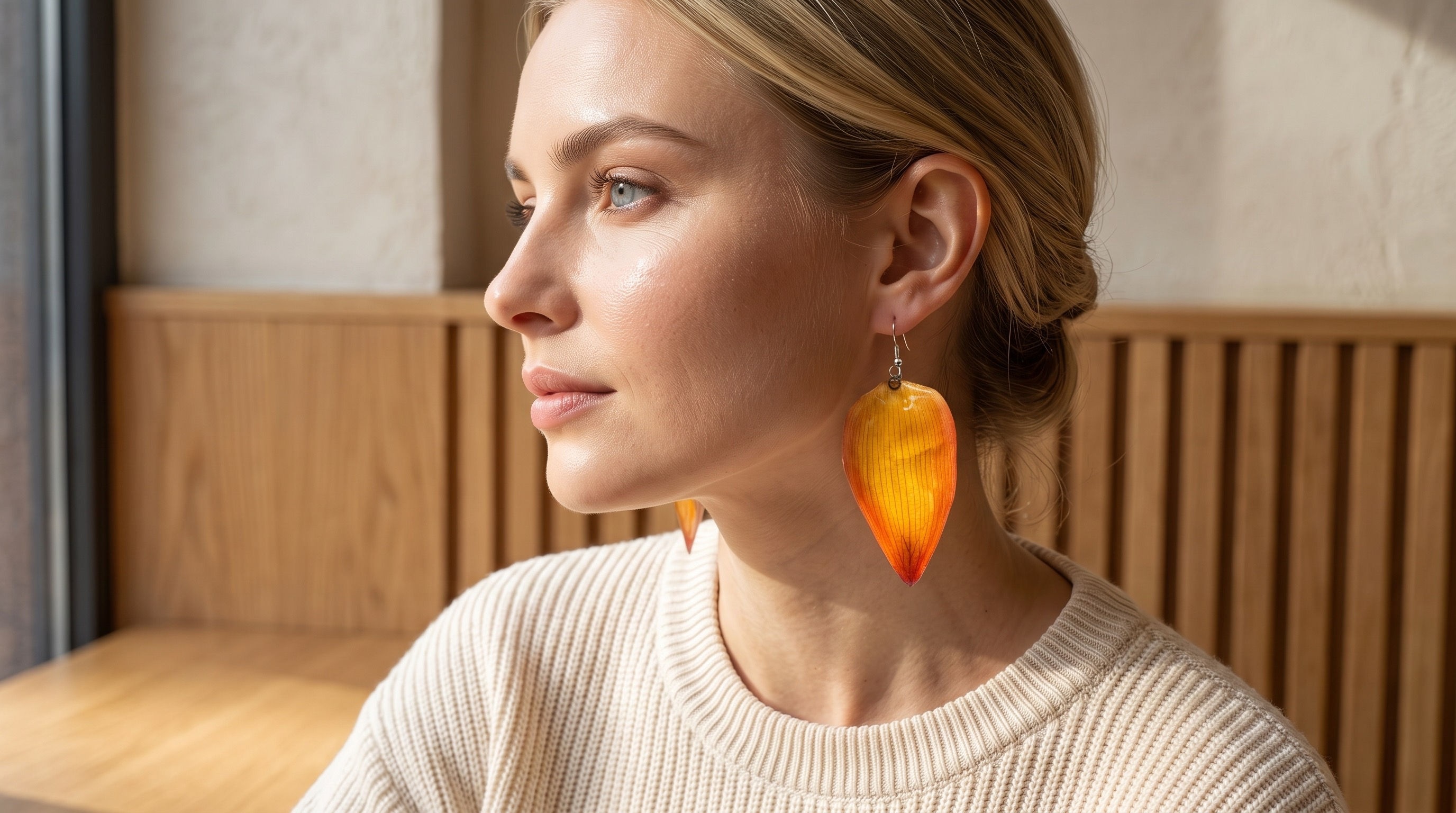 Handcrafted Real Orchid Petal Earrings – Vibrant Purple & Blue Resin
