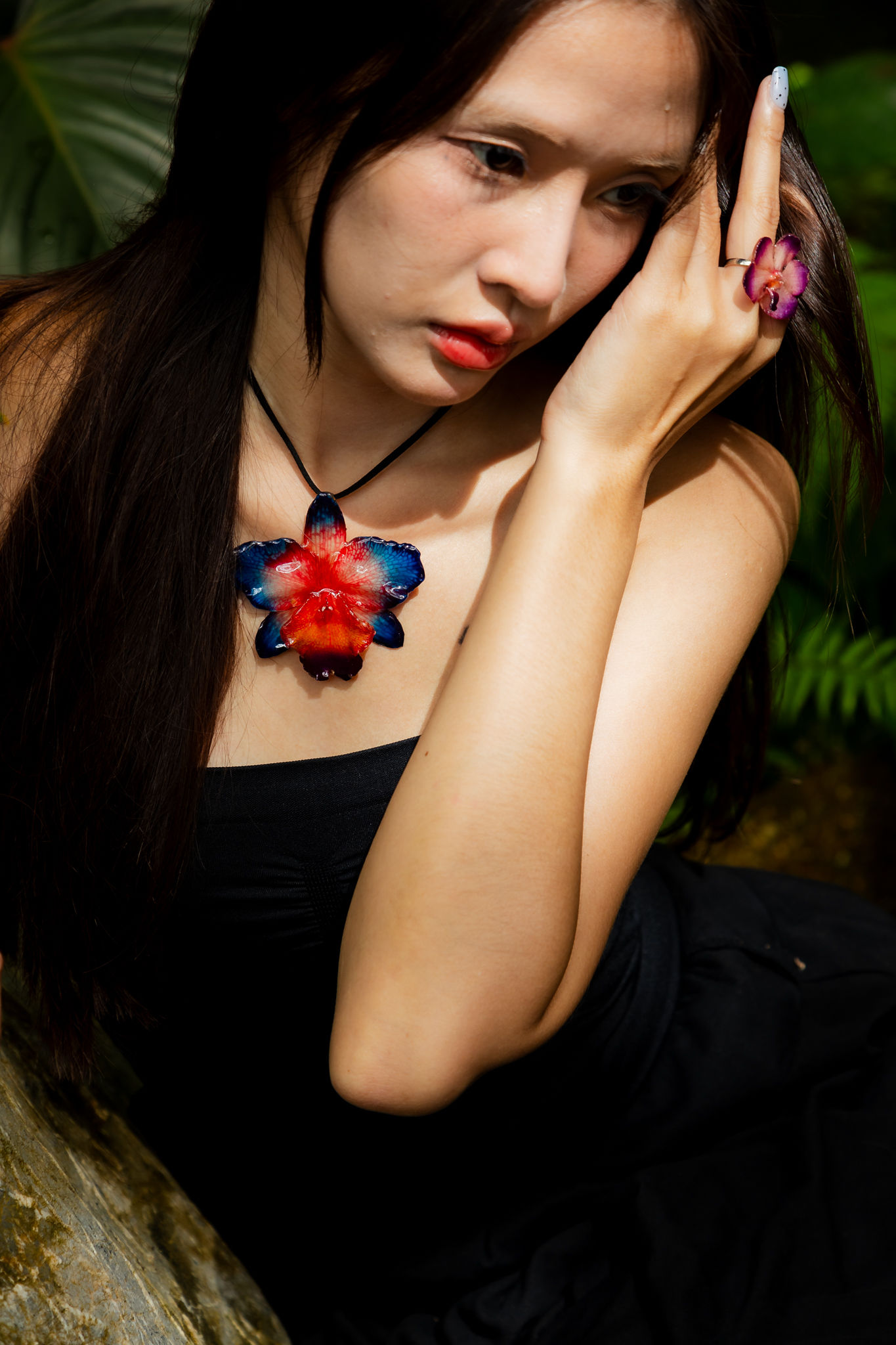 Orchid Real Flower Resin Necklace Collection