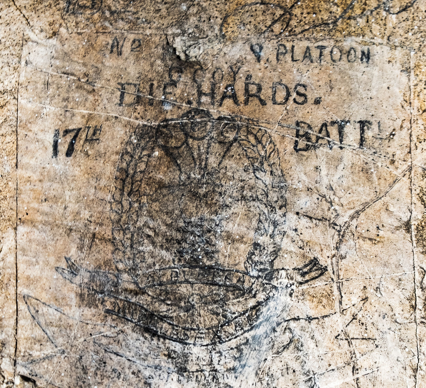 Insignia of the Middlesex Regiment, the _Die Hards_, Bouzincourt, Somme.JPG