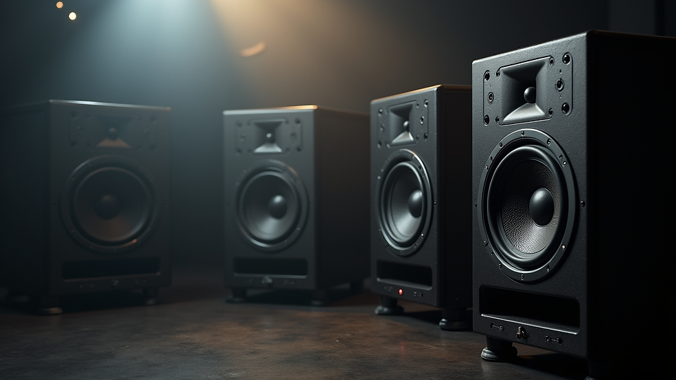 Primer plano de altavoces profesionales instalados en un escenario