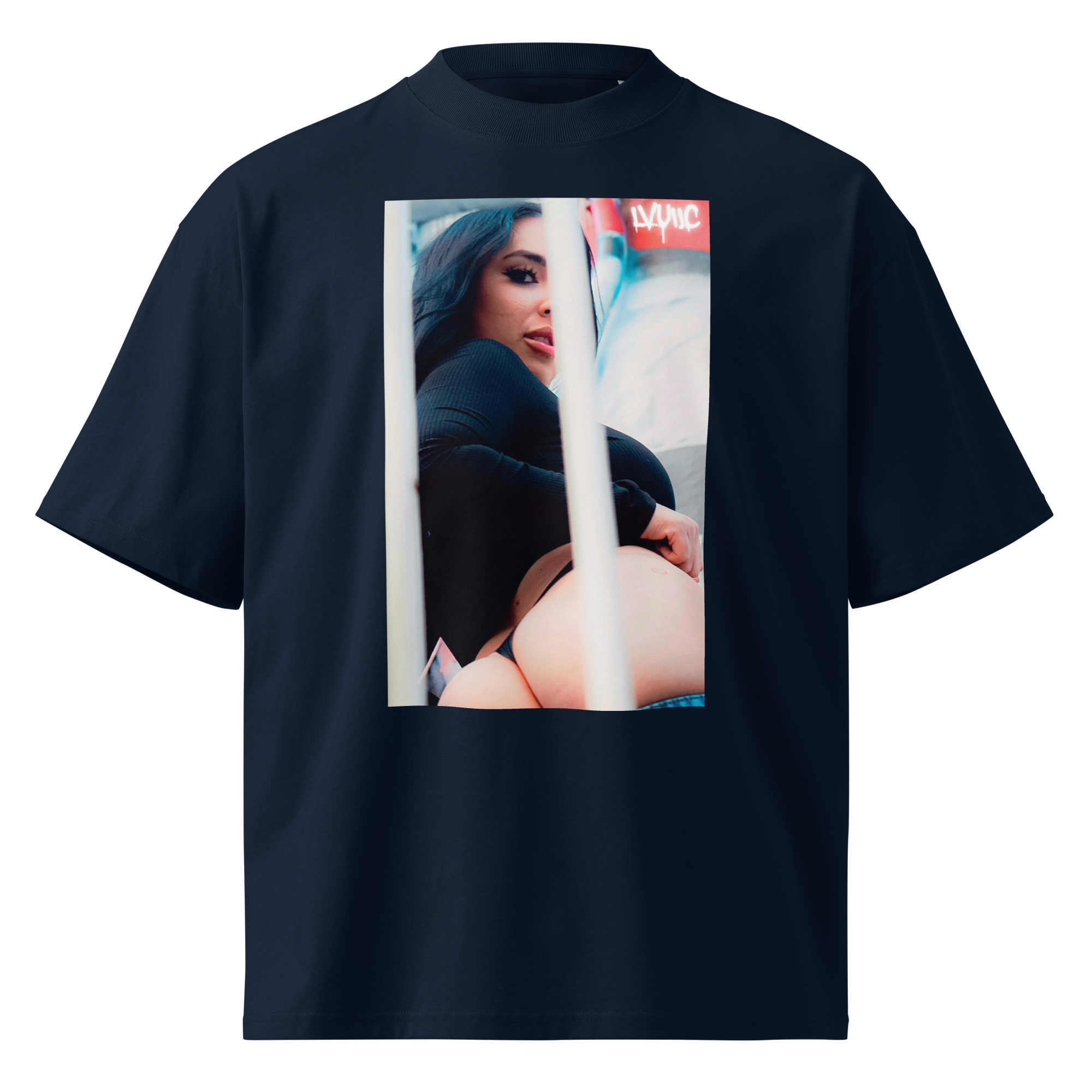 Unisex organic oversized high neck t-shirt