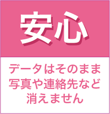 データはそのまま写真や連絡先などは消えません