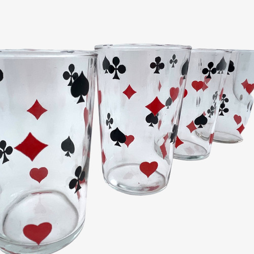 Ancien Verre à Boire BVB Décor Carte à Jouer - 11,5 Cm - Occasion