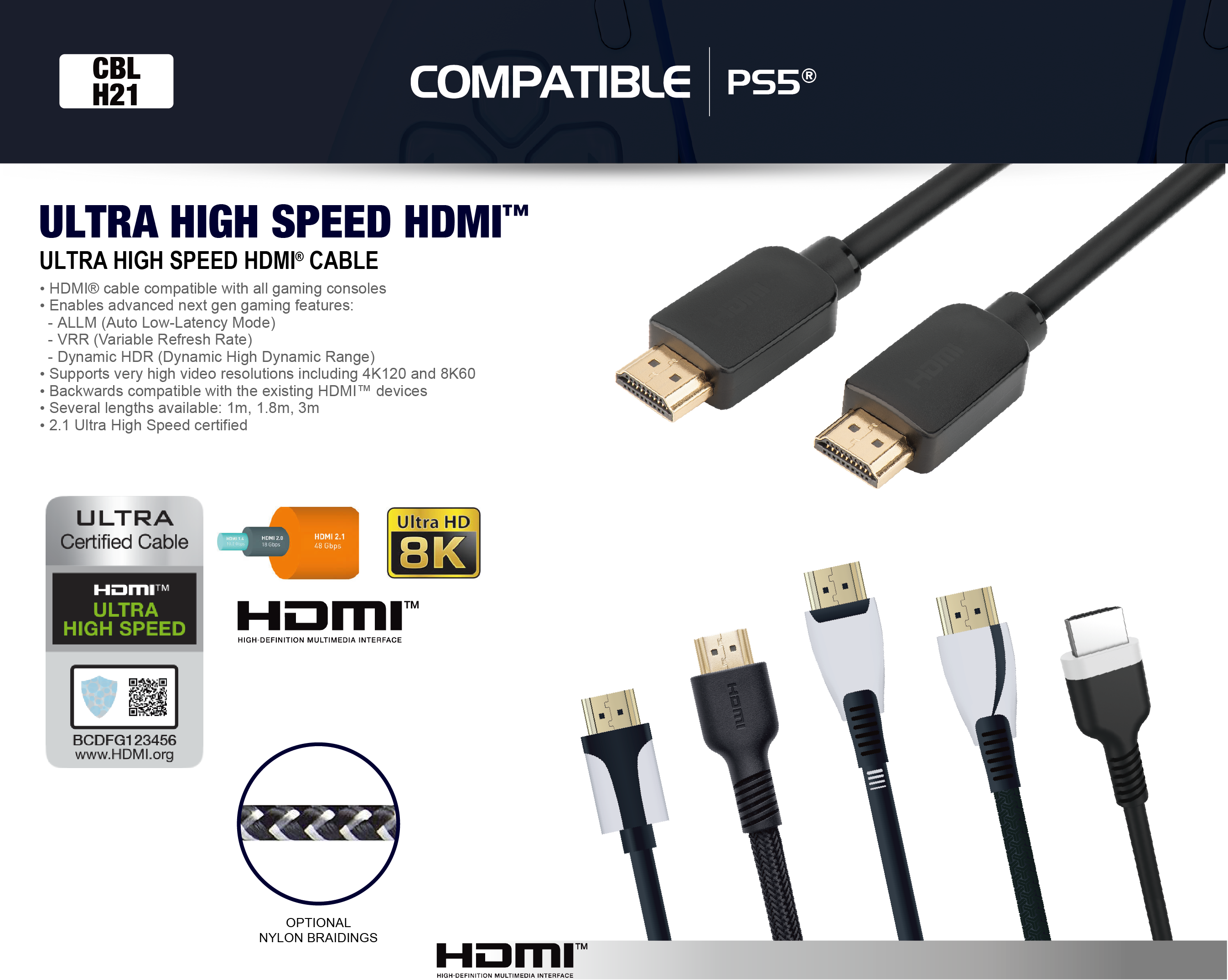 CBL-H21 - HDMI CABLE ULTRA HIGH SPEED