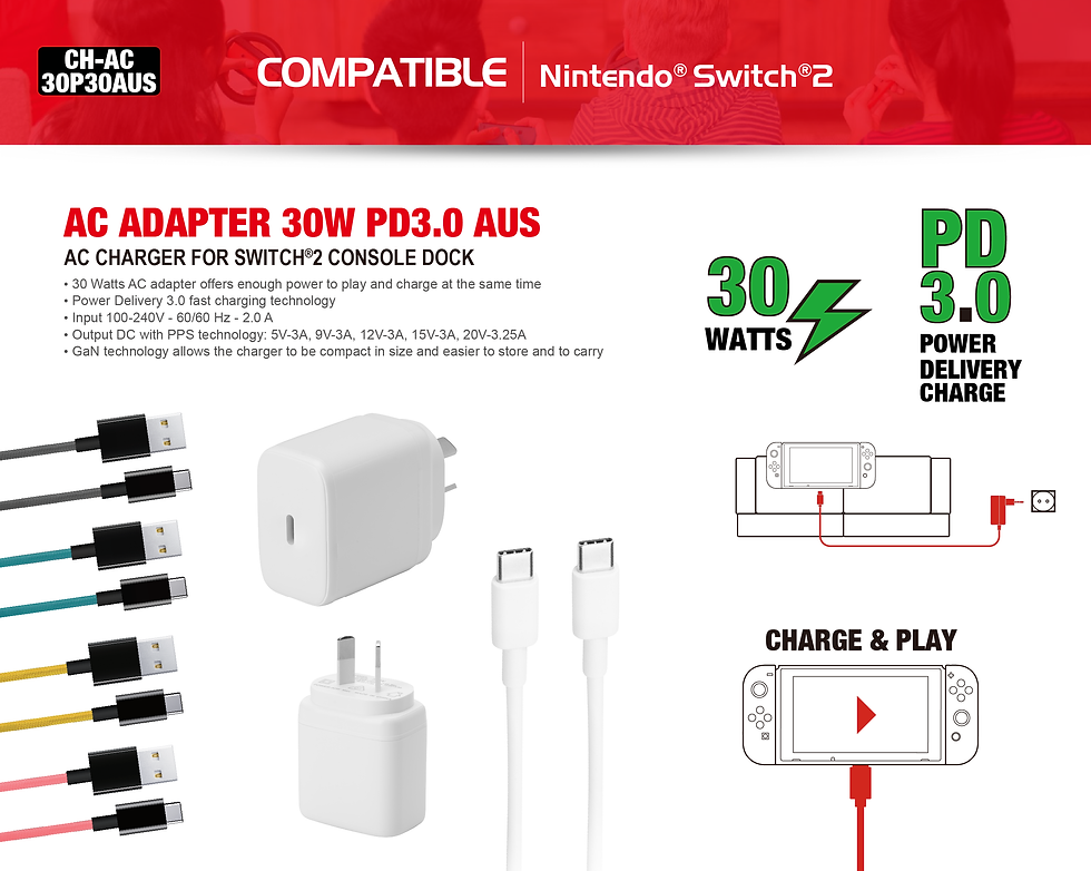 CH-AC30P30AUS - AC ADAPTER 30W PD3.0 AUS