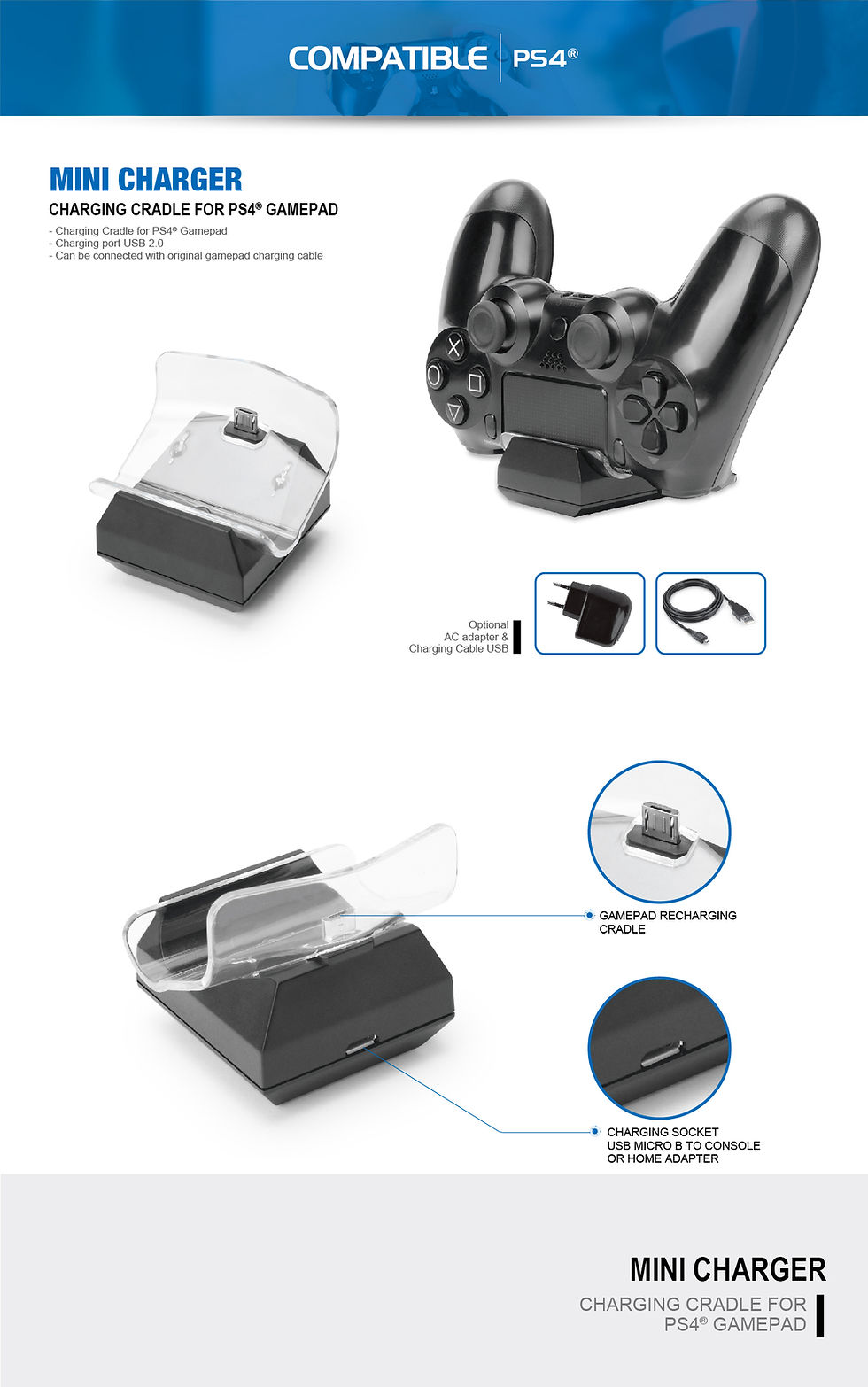 縮圖：PS4 CHARGING - MINI CHARGER