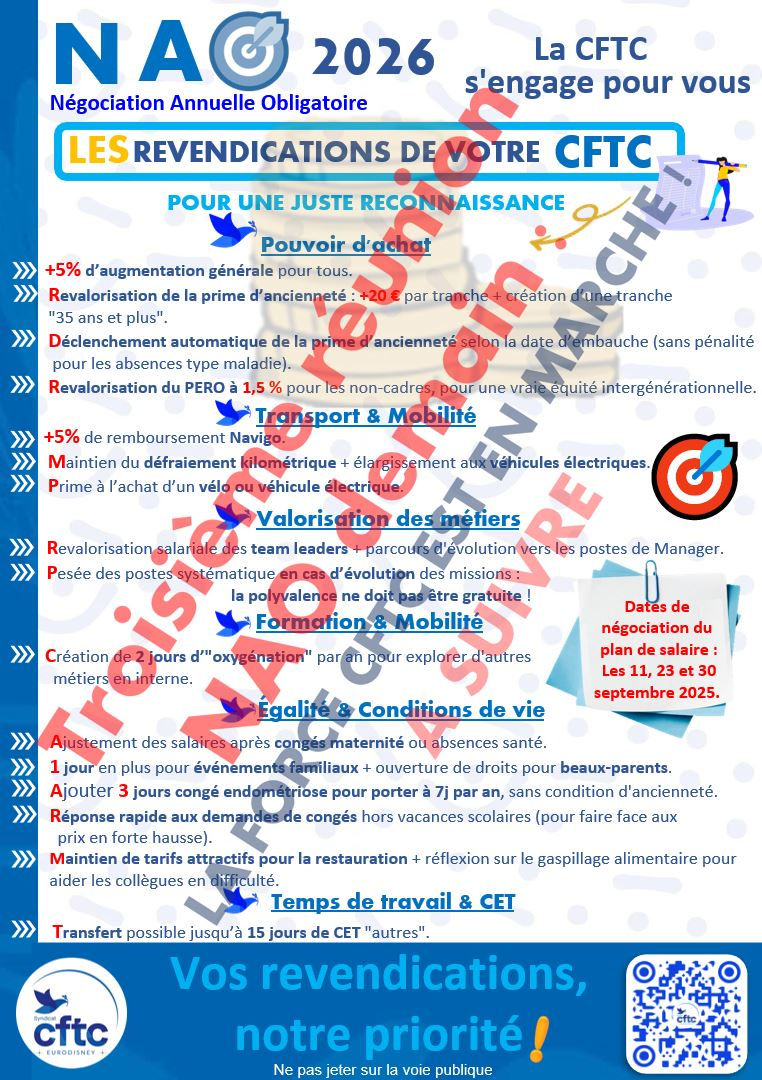 Troisième réunion NAO demain 30 septembre, 
