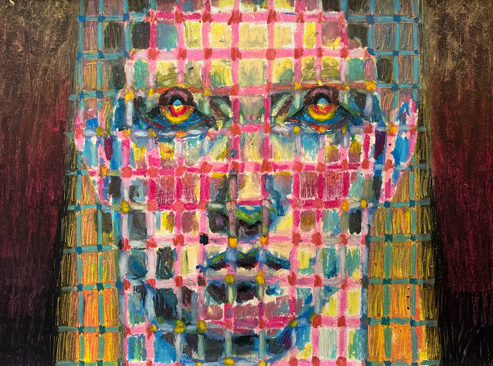 Doll no.3, Oil pastel on paper,  18"x24", 2025. 