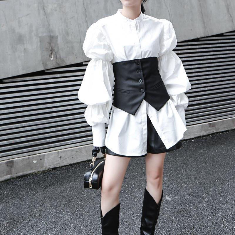 Thumbnail: Daoko Pleated Puff Long Sleeve Shirt - White