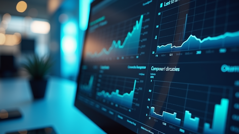Close-up view of a computer screen displaying sales analytics dashboard