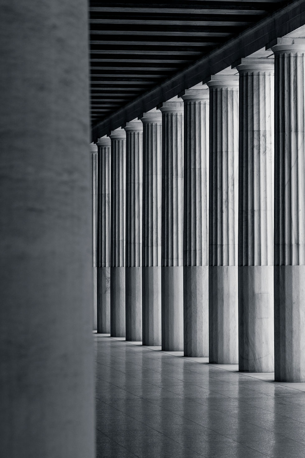 Greek pillars - black and white