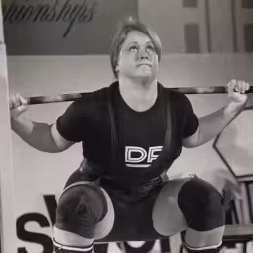 Jan Todd lifts heavy weights in competition.