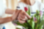 Carer supporting an older adult tend to flowers at home in Hull and East Yorkshire