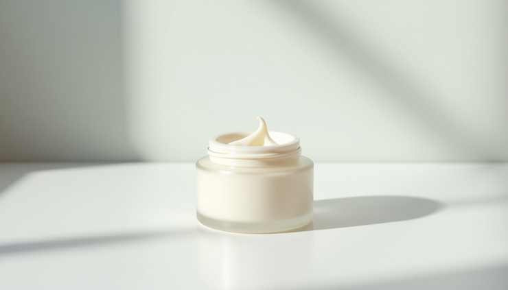 Close-up view of a lightweight gel moisturizer jar on a white surface