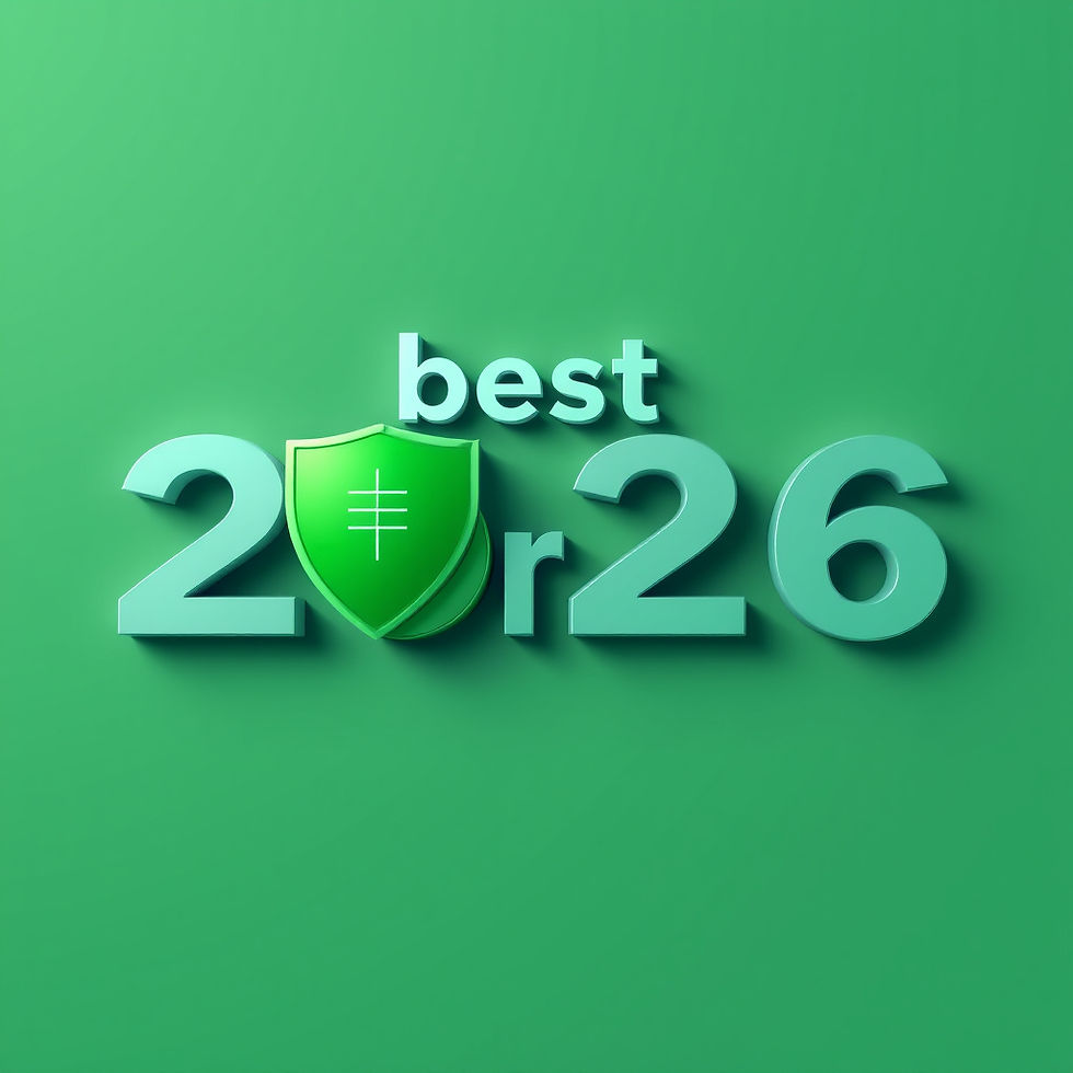 A modern and sleek green shield design highlights the text "best 2026," emphasizing protection and excellence for the year.