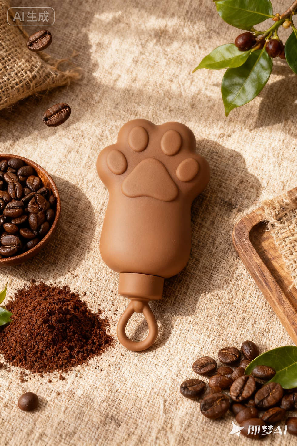 jimeng-2025-10-27-7952-编辑图1,移除咖啡杯、桌子等现代物品,保留咖啡豆元素,增加麻袋、木质托盘、散落咖....png
