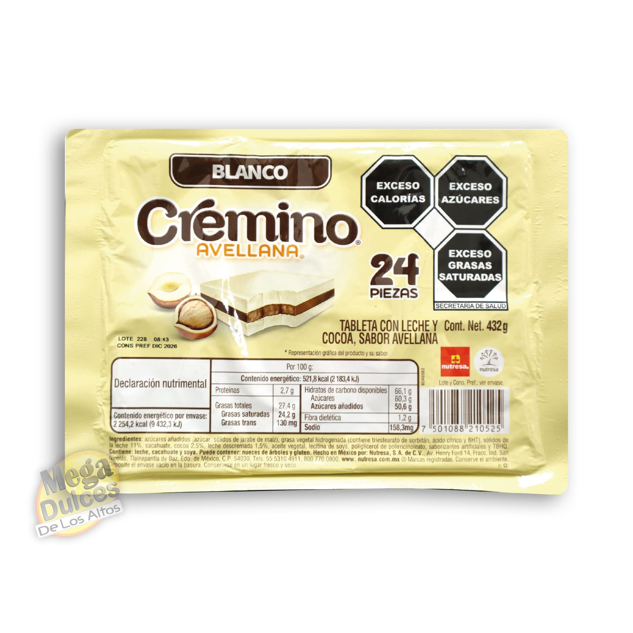 CHOCOLATE BLANCO AVELLANA 432GR.