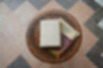 Medium Quran with embroidered beige moire fabric cover and organza pouch with Arabic calligraphy