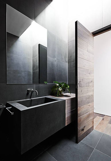 Beautiful Bluestone bathroom renovation with custom bluestone vanity