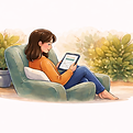 Cozy reading moment in soft light