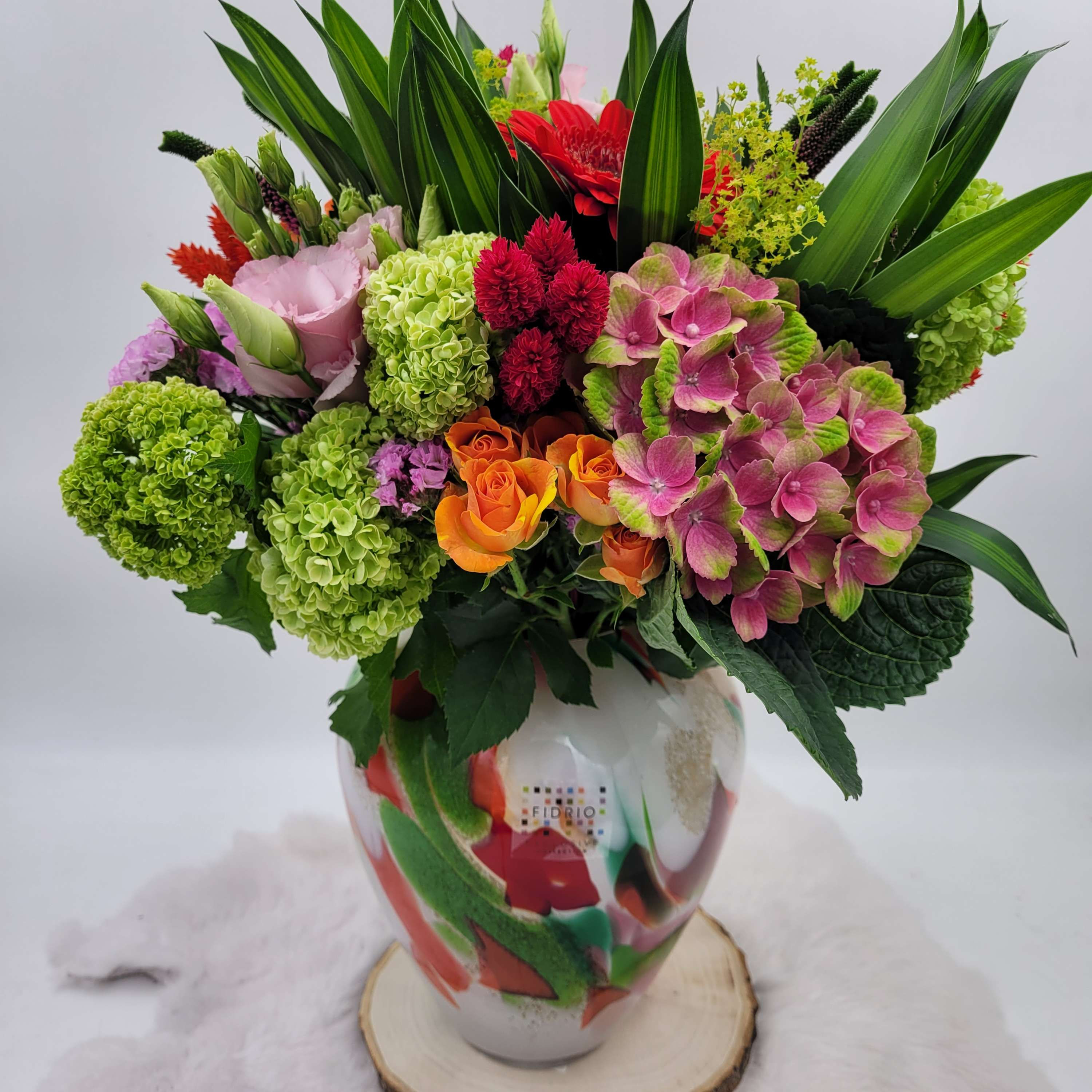 Vase FIDRIO mixed colours et son bouquet assorti