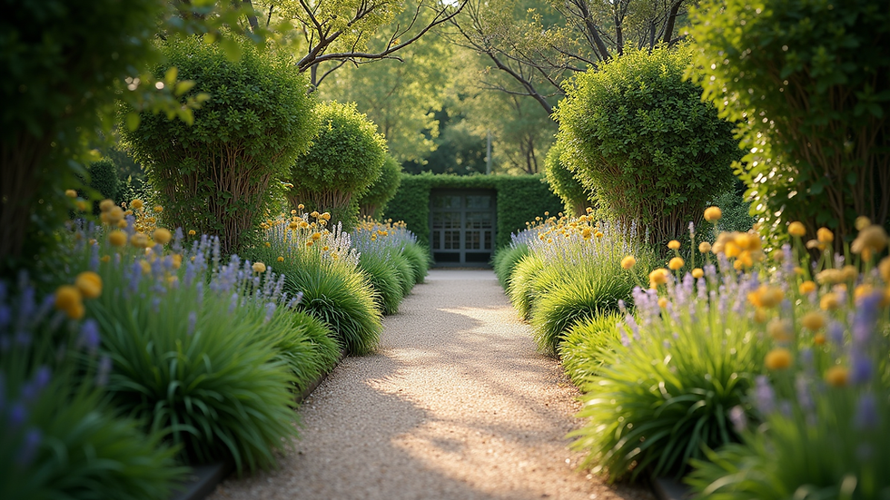 High angle view of a peaceful garden path symbolizing healing and new beginnings