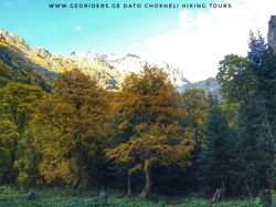 Svaneti, autumn time view of Ushba