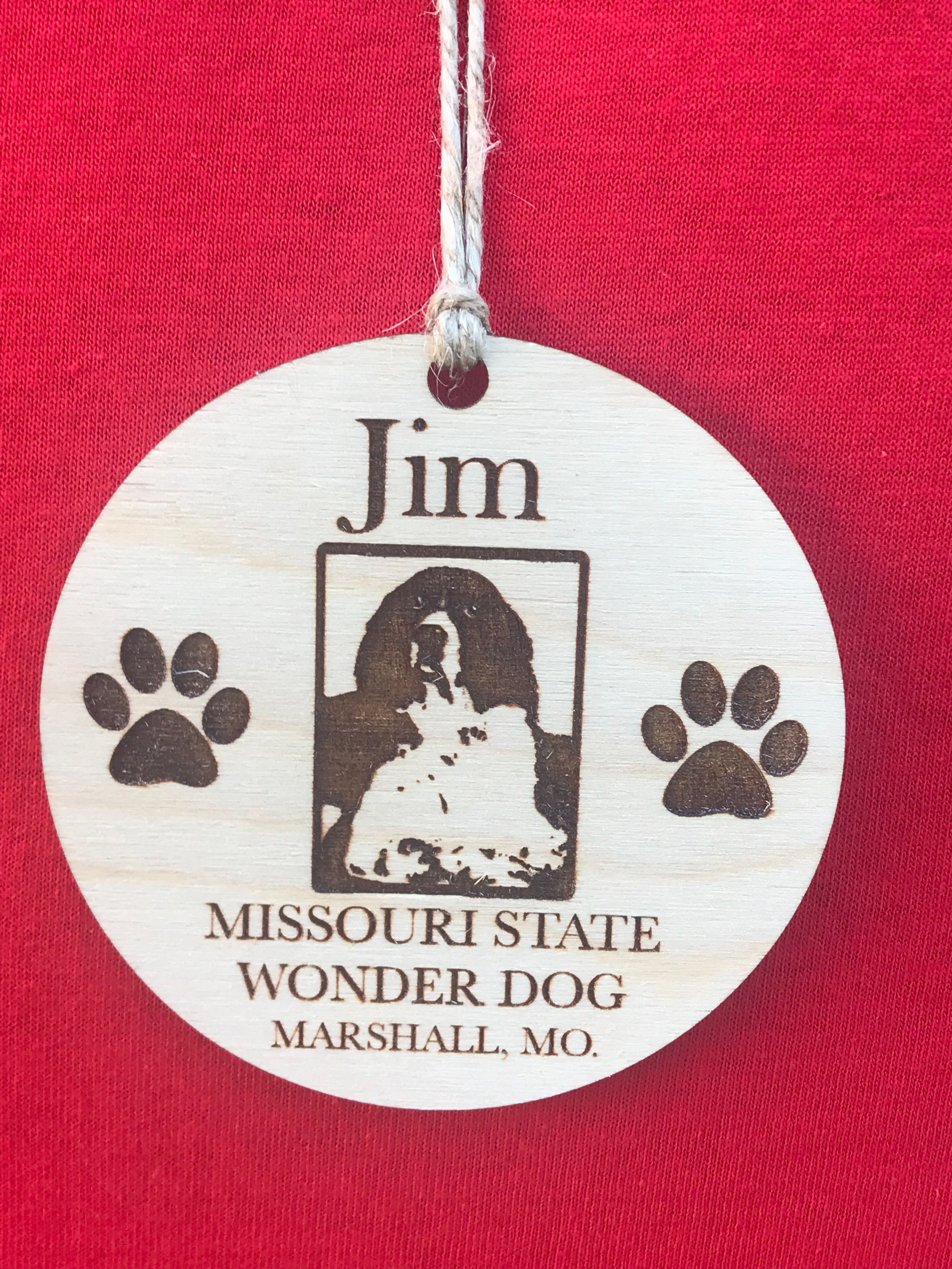 Wooden Jim the Wonder Dog Ornament