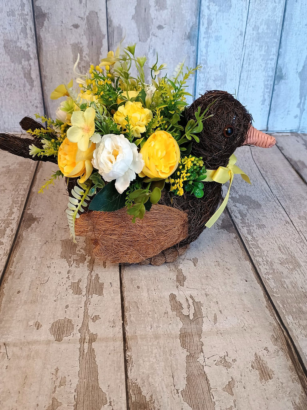 Thumbnail: Artificial Flower Yellow Cream Duck Planter