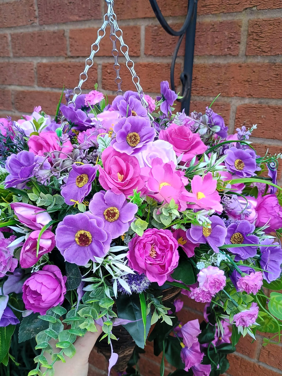 Thumbnail: Artificial Purple Cone Hanging Basket 