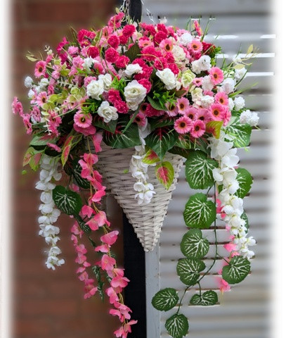 Luxury artificial flower hanging basket handcrafted by Looksmartuk