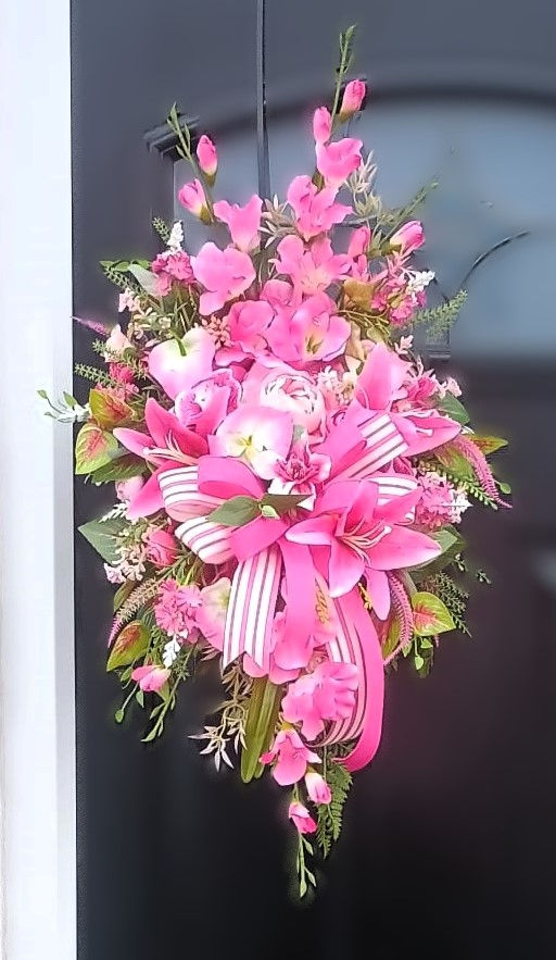 Thumbnail: Artificial Flower Wicker Door Wreath Basket