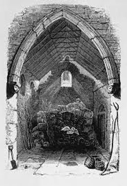 A 19th-century view from the chancel looking westwards