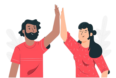 Two young adults high five