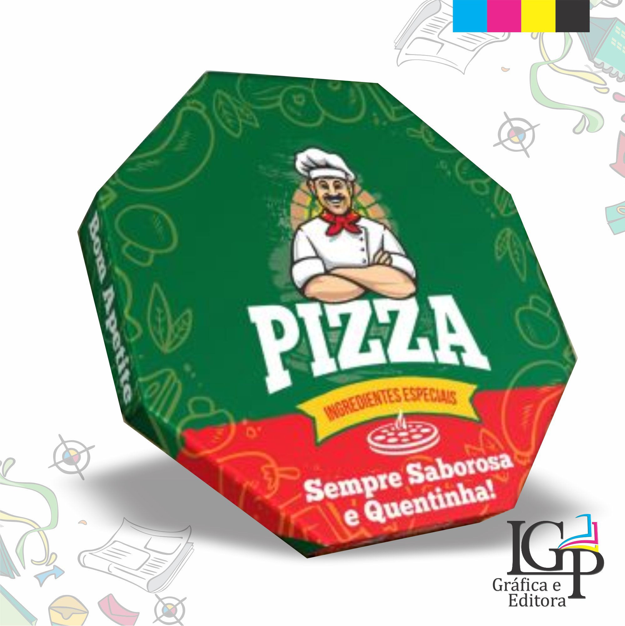 1000 Embalagens de Pizza P 35 - Octagonal