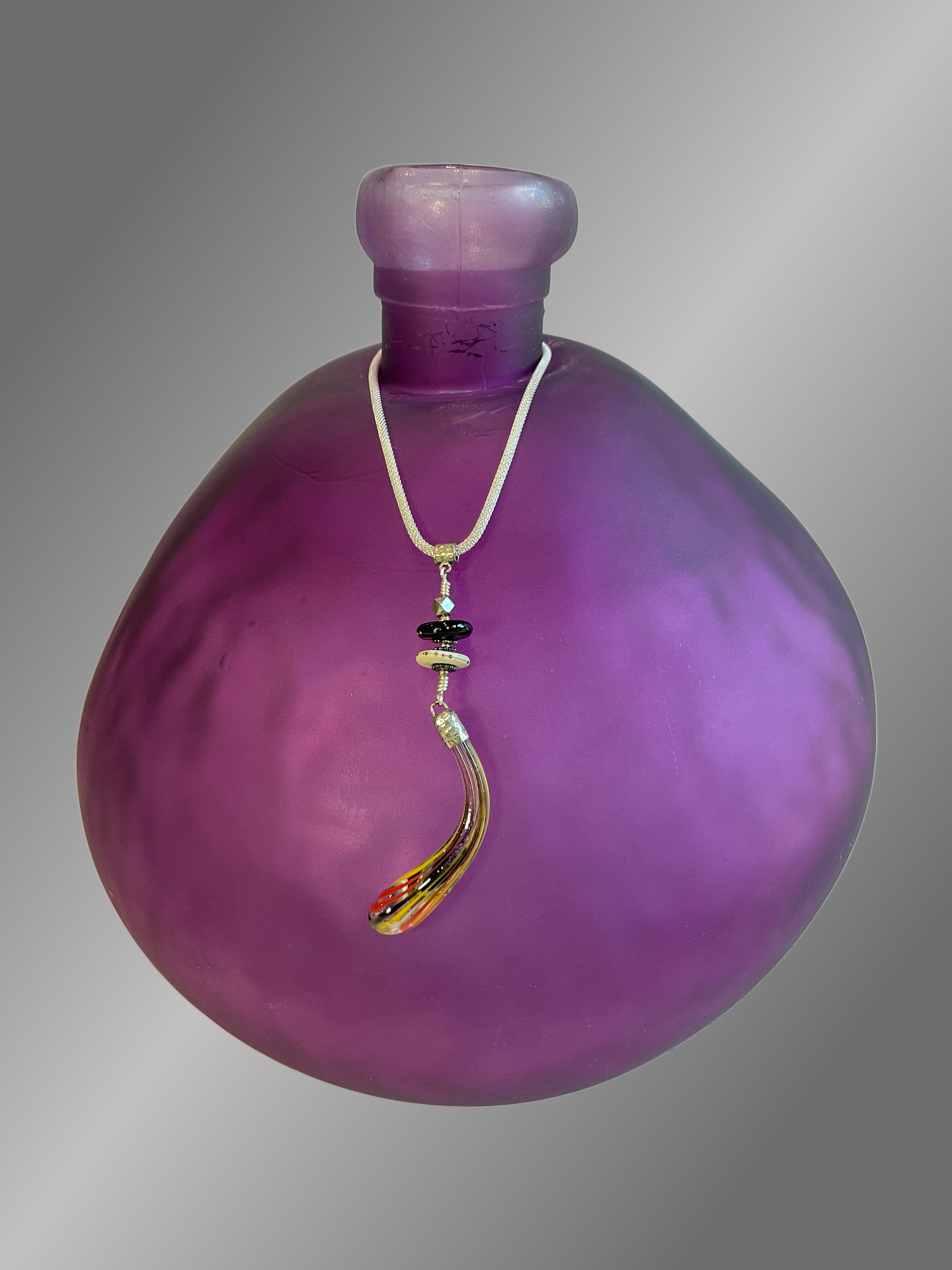 Striped Tear Drop Glass Pendant