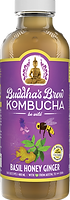 Buddhas Brew Kombucha Basil Honey Ginger 16oz Pint Bottle