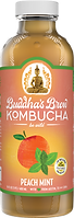 Buddhas Brew Kombucha Peach Mint 16oz Pint Bottle