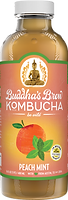 Buddhas Brew Kombucha Peach Mint 16oz Pint Bottle