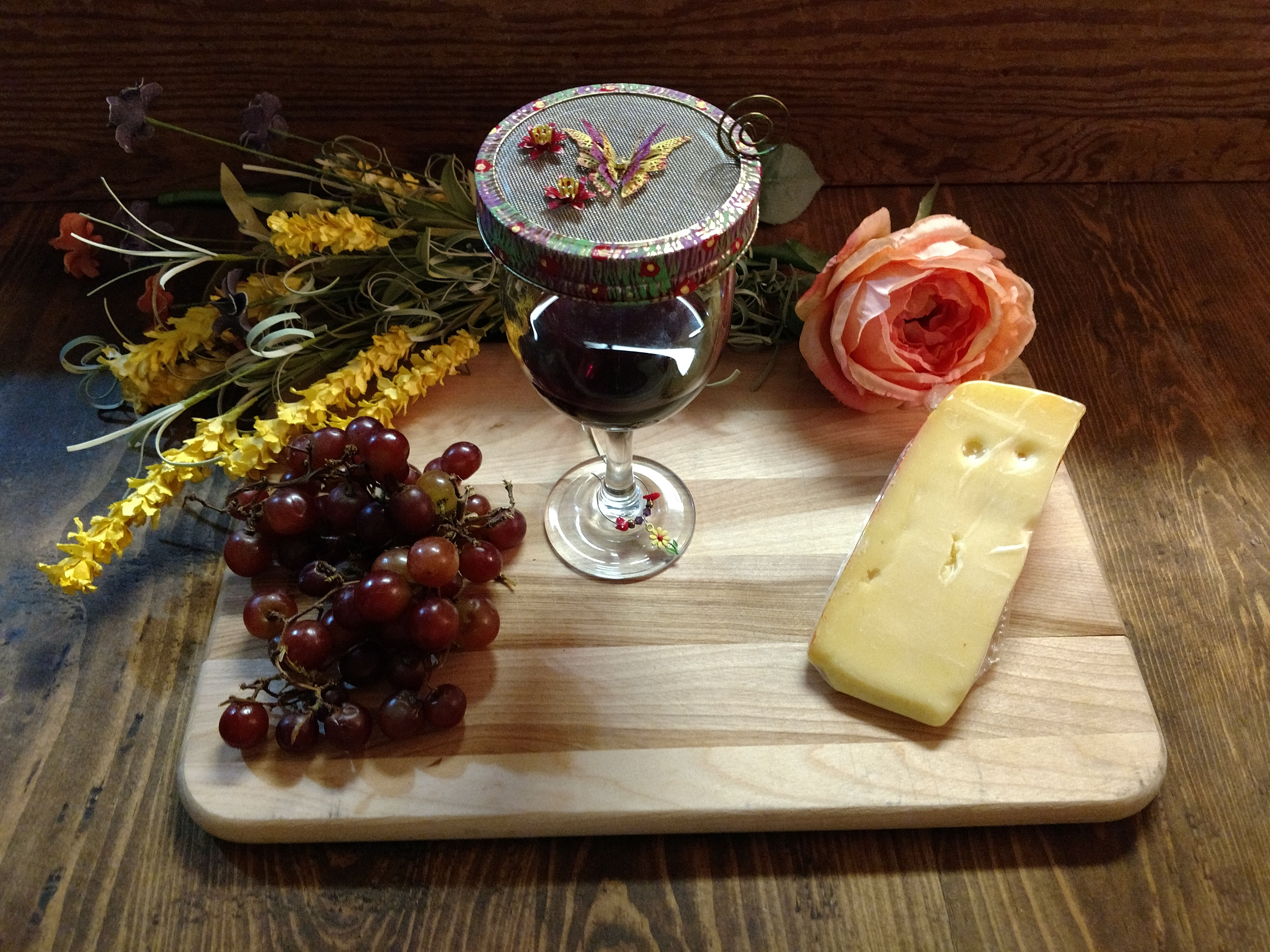 Butterfly with Two Flowers & Poke-a-Dots Topper