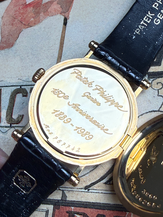 Patek Philippe 3960J Officier Klappdeckel Gravur 150 Anniversaire 1839 1989 Gelbgold