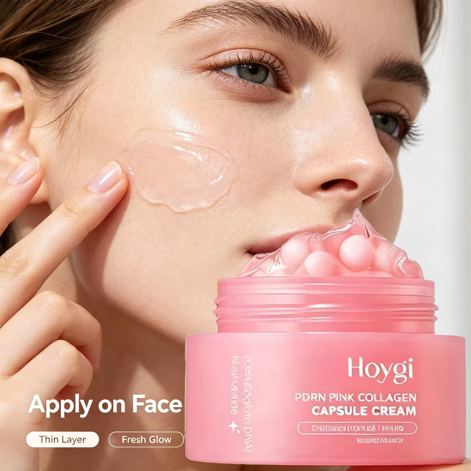 Pink Collagen PDRN Capsule Cream with Niacinamide for Uneven Skin Tone Lightweig