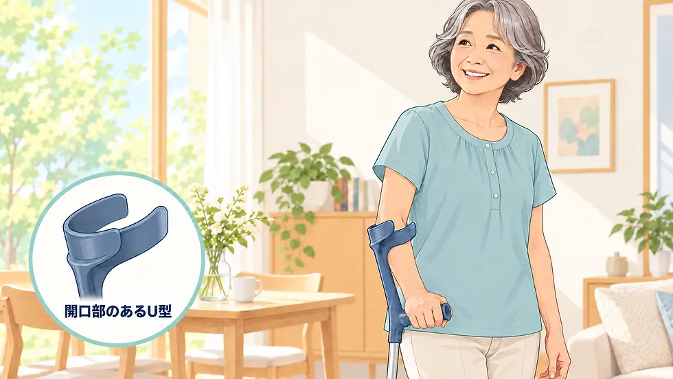 オープンカフタイプのロフストランド杖