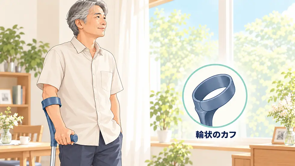 クローズドカフタイプのロフストランド杖
