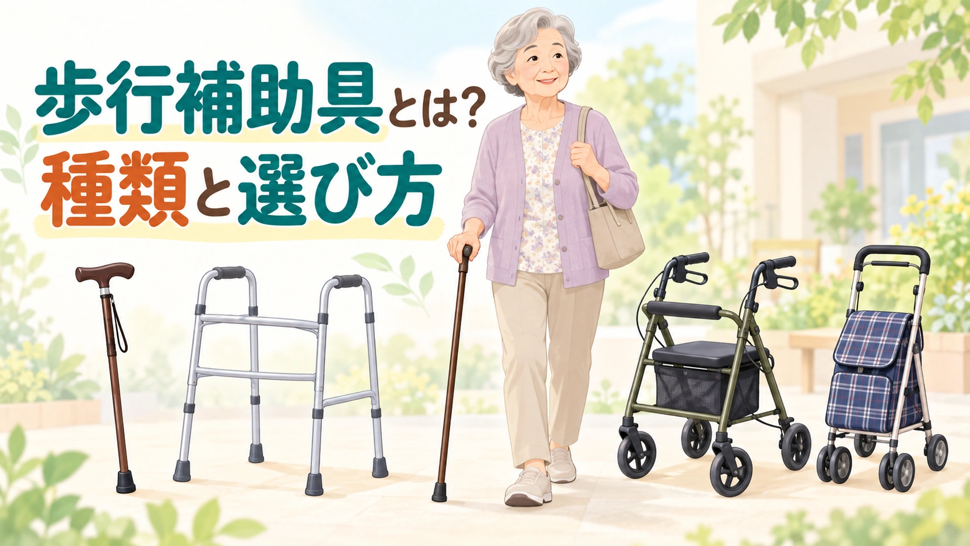 歩行補助具とは?種類一覧と身体状況別の選び方・介護保険レンタルまで解説