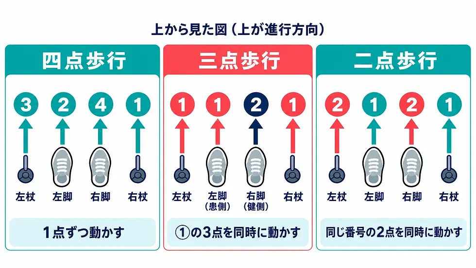 ロフストランド杖2本での歩き方
